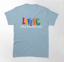 Load image into Gallery viewer, Sky Blue Printed Cotton T-shirt