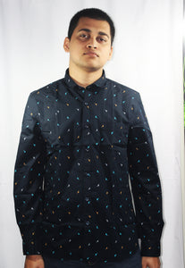 Navy Blue Casual Printed Shirt