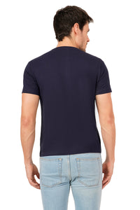 Men Navy Blue Printed Pure Cotton T-shirt