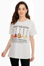 Load image into Gallery viewer, Women White Guitar Printed T-shirt