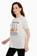 Load image into Gallery viewer, Women White Guitar Printed T-shirt