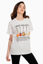 Load image into Gallery viewer, Women White Guitar Printed T-shirt