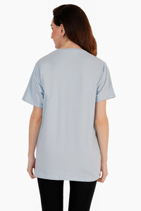 Women Sky Blue Printed   T-Shirt