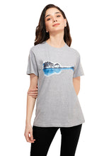 Load image into Gallery viewer, Women Heather Grey Guitar Lake refection t-shirt