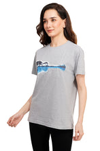 Load image into Gallery viewer, Women Heather Grey Guitar Lake refection t-shirt