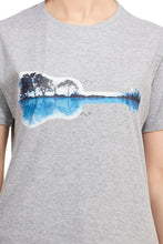 Load image into Gallery viewer, Women Heather Grey Guitar Lake refection t-shirt