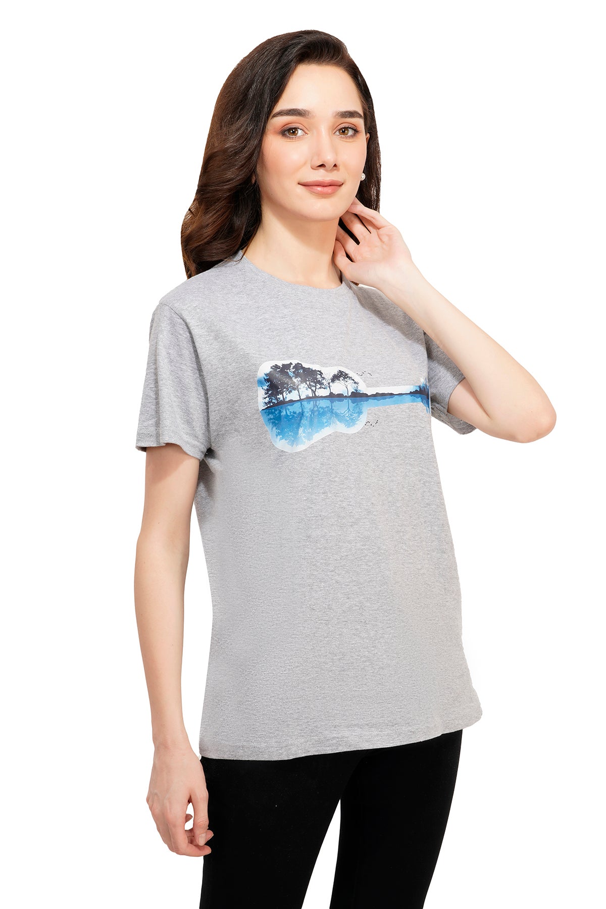 Women Heather Grey Guitar refection – t-shirt Lake SNAZZYNSUAVE