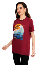 Load image into Gallery viewer, Women Dark Maroon Red Printed T-Shirt