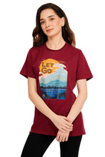 Load image into Gallery viewer, Women Dark Maroon Red Printed T-Shirt