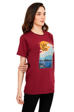 Load image into Gallery viewer, Women Dark Maroon Red Printed T-Shirt