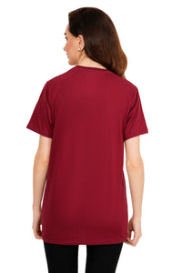 Women Dark Maroon Red Printed T-Shirt