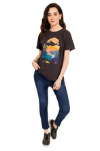 Load image into Gallery viewer, Women Charcoal Grey Printed T-Shirt