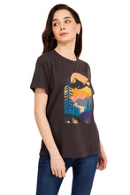 Load image into Gallery viewer, Women Charcoal Grey Printed T-Shirt