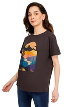 Load image into Gallery viewer, Women Charcoal Grey Printed T-Shirt