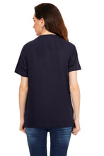 Load image into Gallery viewer, Women Navy blue Cotton Books theme Printed T-shirt