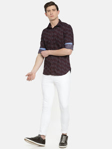 Round Printed  Casual Full sleeve Shirt